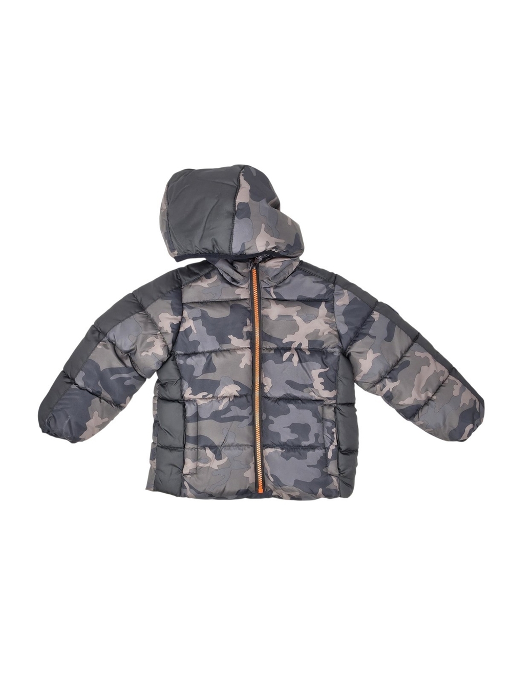 Sequoia Boys 3T Camo Hooded Puffer Winter Jacket Orange